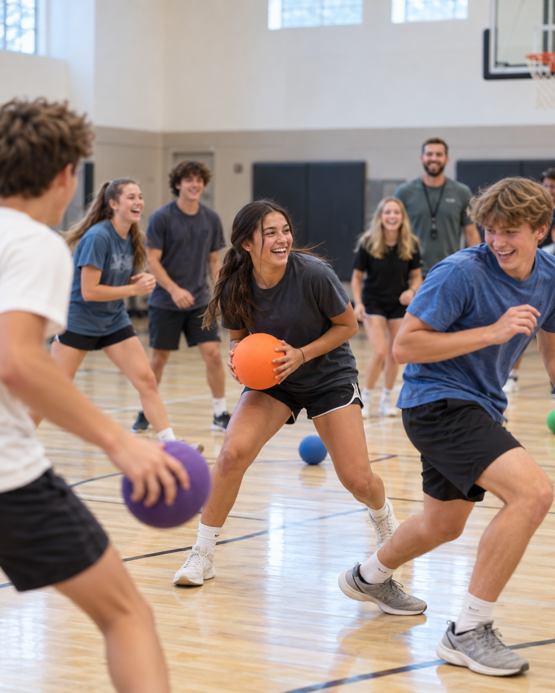 Teenagers playing a lively foam-ball youth group game